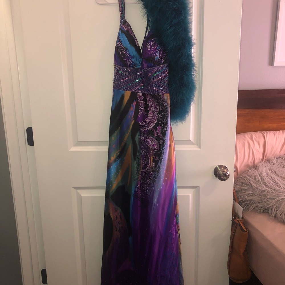 Multi Colored Purple Evening Gown